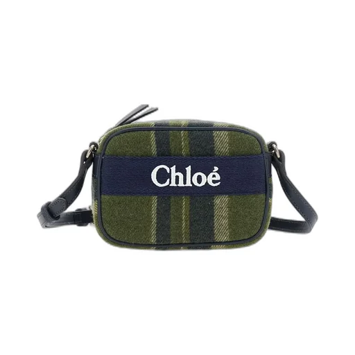 Chloé Kids Plaid Logo Embroidered Crossbody Bag