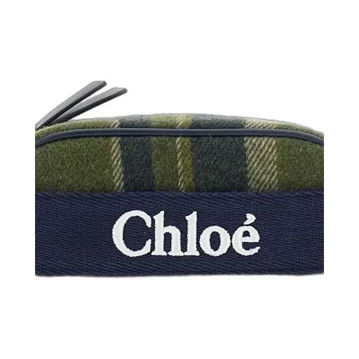 Chloé Kids Plaid Logo Embroidered Crossbody Bag
