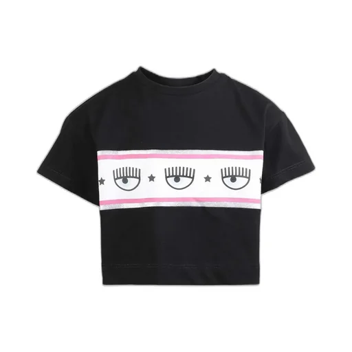 Chiara Ferragni Kids Logo-Striped Crewneck T-Shirt