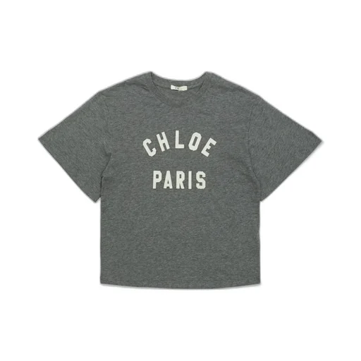 Chloé Kids Logo-Print Cropped Crewneck T-Shirt