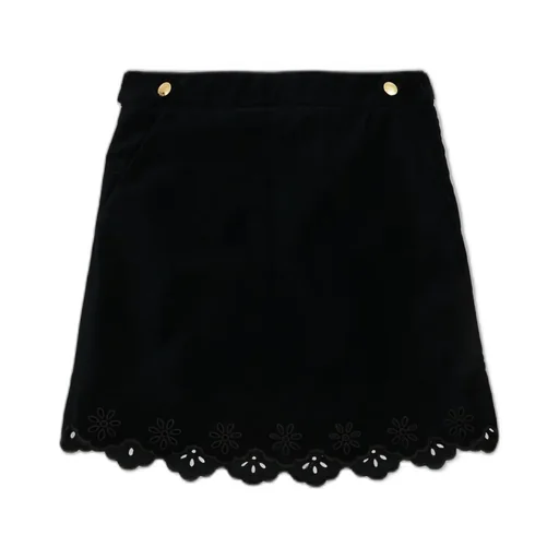 Chloé Kids Openwork Scalloped-Hem Floral-Embroidered Skirt