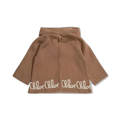 Chloé Kids Buttoned Hooded Knit Coat