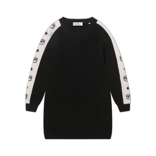 Chiara Ferragni Kids Long-Sleeved Crewneck Knitted Dress