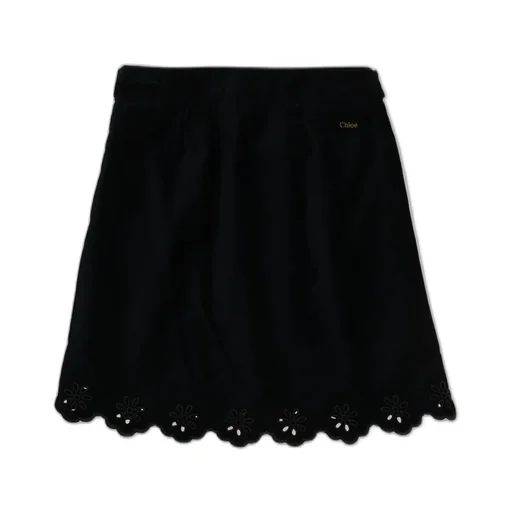 Chloé Kids Openwork Scalloped-Hem Floral-Embroidered Skirt