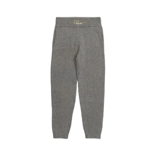 Chloé Kids Tapered Leg Ribbed Knit Trousers