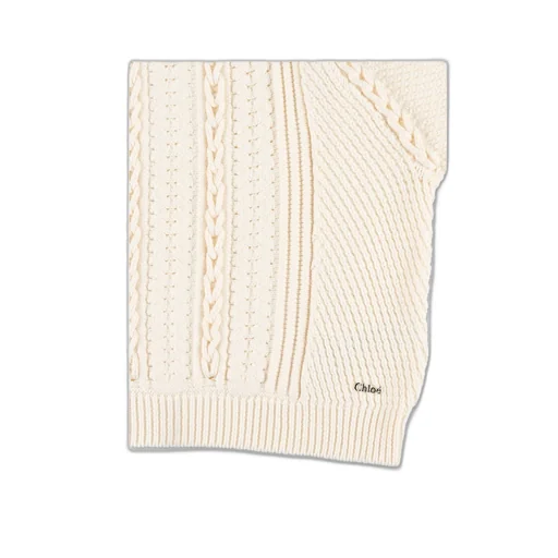 Chloé Kids Logo Lettering Cable Knitted Jumper