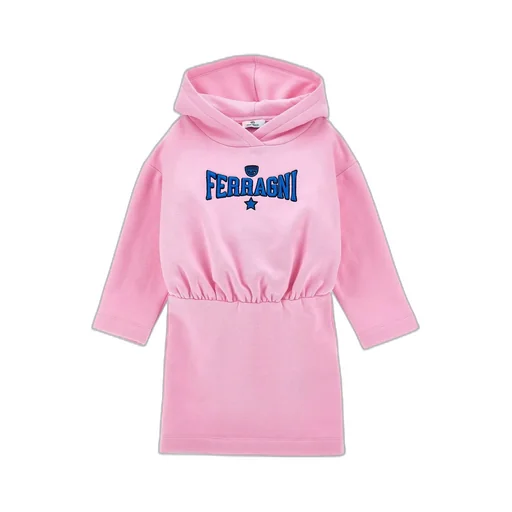 Chiara Ferragni Kids Logo-Patch Long Sleeved Hooded Dress