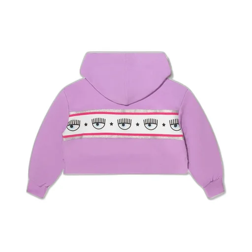 Chiara Ferragni Kids Logo Printed Cropped Hoodie