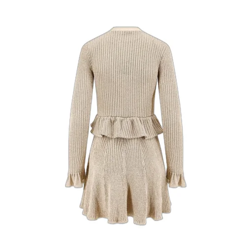 Self-Portrait Lurex Peplum Knit Mini Dress