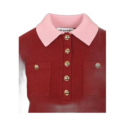 Self-Portrait Contrast Collar Knit Top