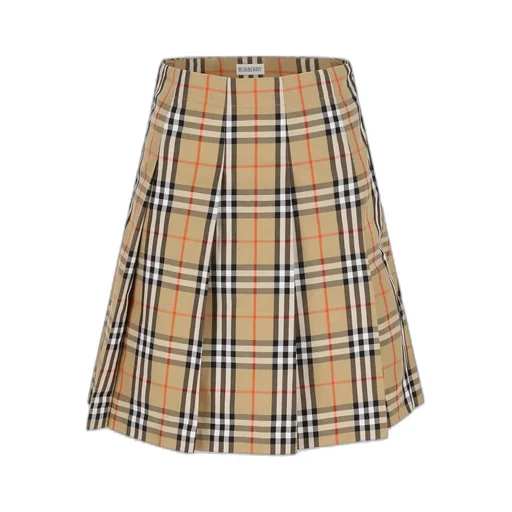 Burberry Kids Pleated Checked Twill Skirt