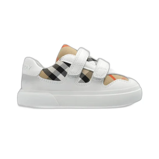 Burberry Kids Checked Touch Strap Trainers