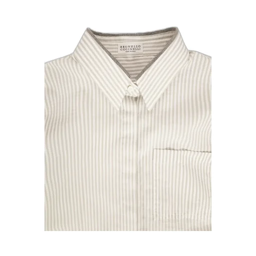 Brunello Cucinelli Kids Striped Curved Hem Shirt