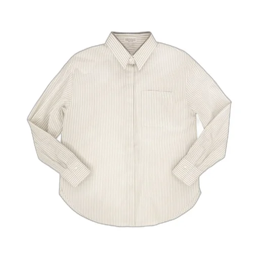 Brunello Cucinelli Kids Striped Curved Hem Shirt