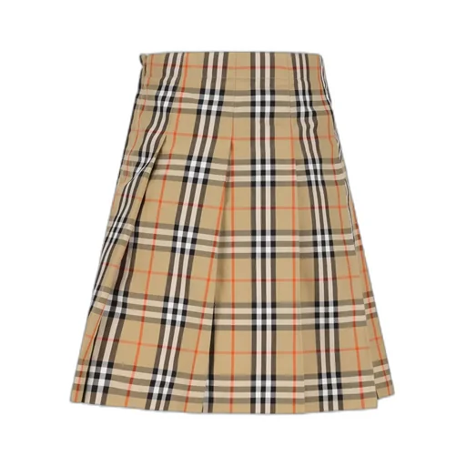 Burberry Kids Pleated Checked Twill Skirt
