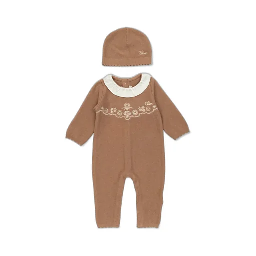 Chloé Kids Ruffled Embroidered Babygrow Set