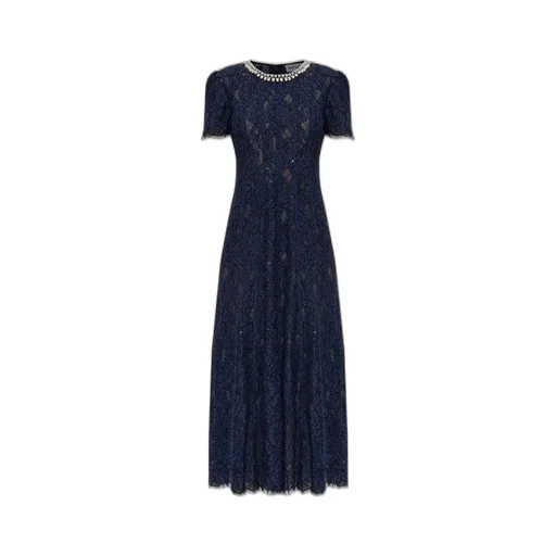 Self-Portrait Embellished Neck Lace Midi Dress