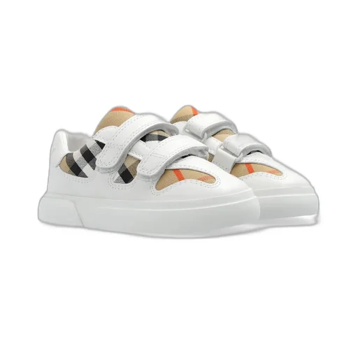 Burberry Kids Checked Touch Strap Trainers