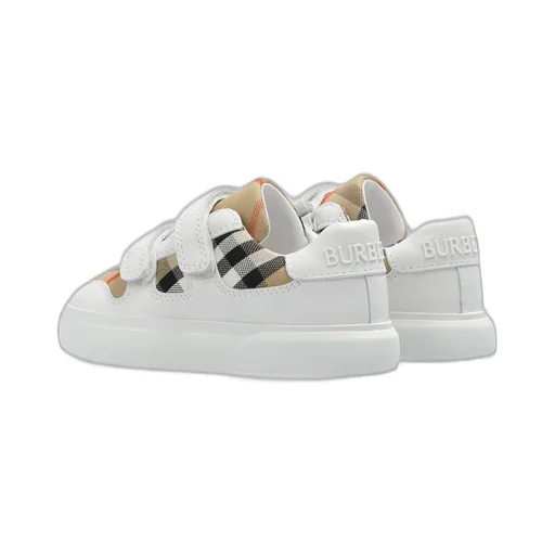 Burberry Kids Checked Touch Strap Trainers