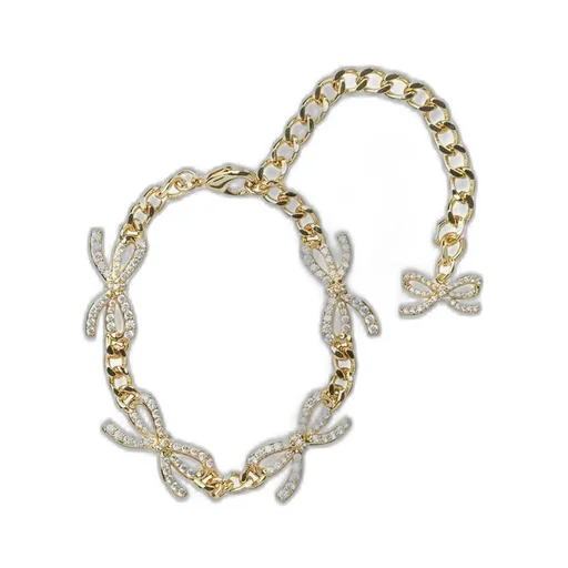 Self-Portrait Bow Embellished Chain-Linked Bracelet