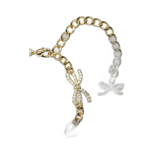 Self-Portrait Bow Embellished Chain-Linked Bracelet