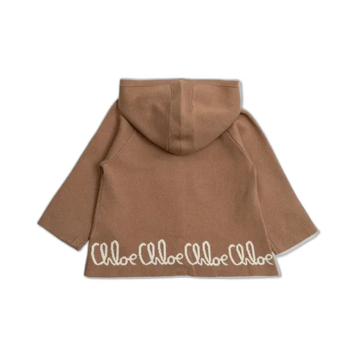 Chloé Kids Buttoned Hooded Knit Coat