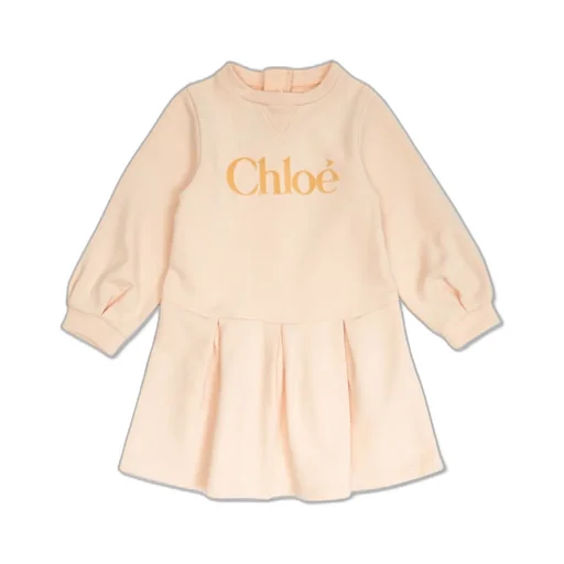 Chloé Kids Logo-Printed Balloon Sleeves Dress