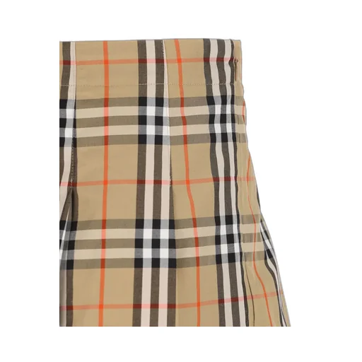 Burberry Kids Pleated Checked Twill Skirt