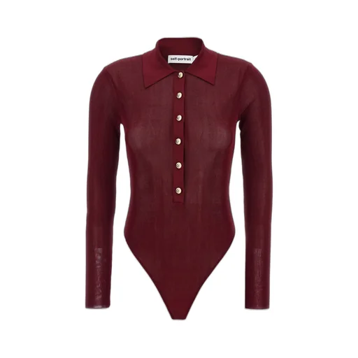 Self-Portrait Button-Down Knitted Bodysuit