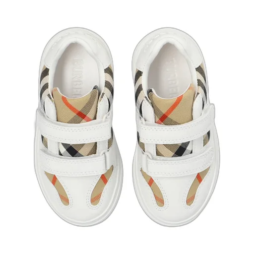 Burberry Kids Checked Touch Strap Trainers