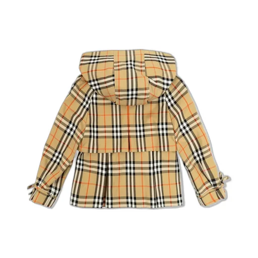 Burberry Kids Checked Hooded Trench Jacket