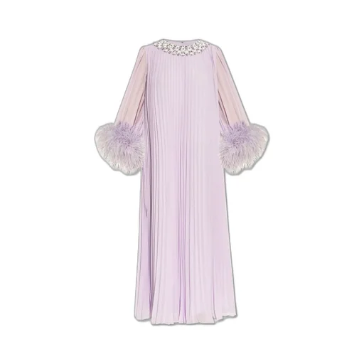 Self-Portrait Feather-Frim Chiffon Dress