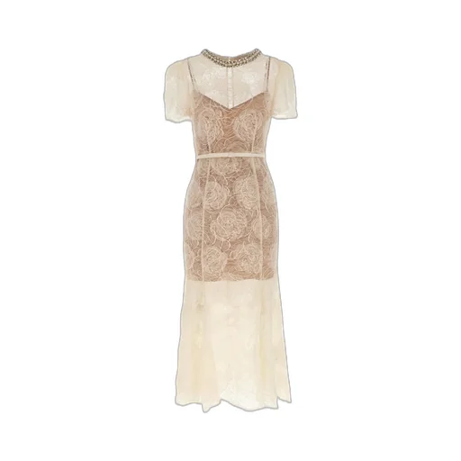Self-Portrait Tulle Lace Midi Dress