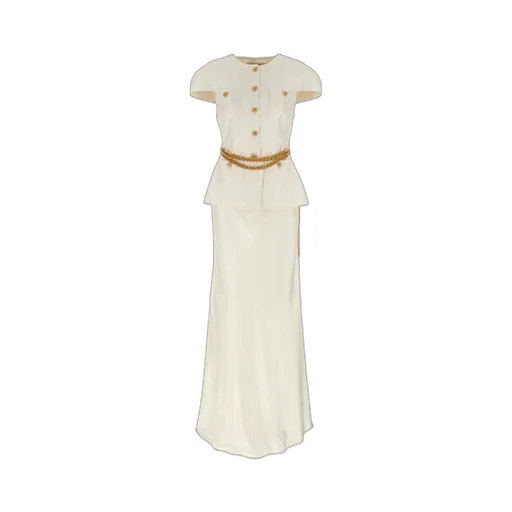 Self-Portrait Chain Belt Taffeta Maxi Dress