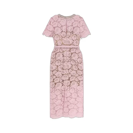 Self-Portrait Fine Lace Embellished Midi Dress