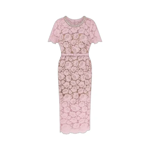 Self-Portrait Fine Lace Embellished Midi Dress