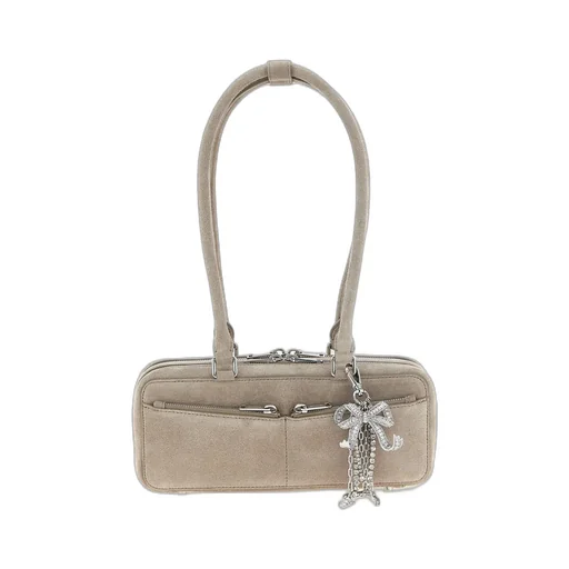 Self-Portrait Bow Charm Embellished Baguette Shoulder Bag