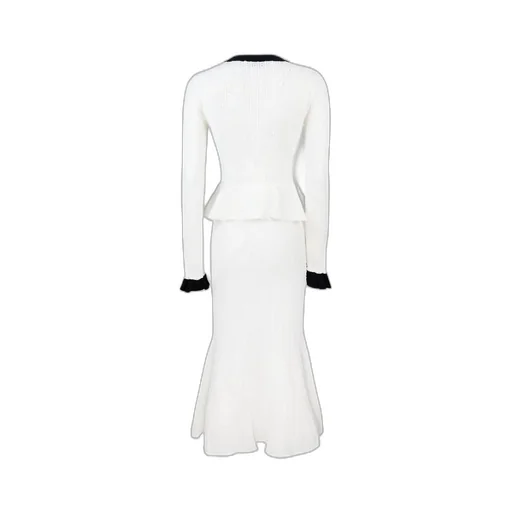 Self-Portrait Pointelle Knit Contrast Midi Dress