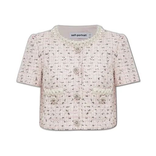 Self-Portrait Boucle Embellished Cropped Top