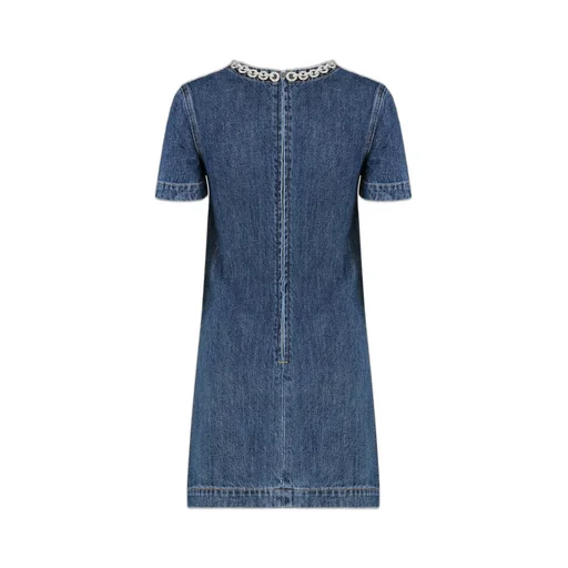 Self-Portrait Embellished Trim Denim Mini Dress