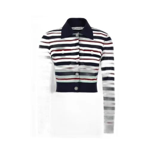 Self-Portrait Striped Knitted T-Shirt