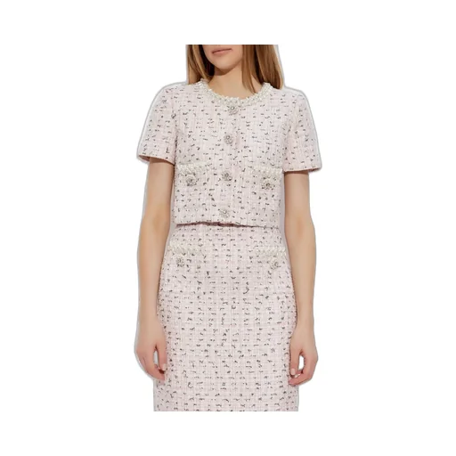 Self-Portrait Boucle Embellished Cropped Top