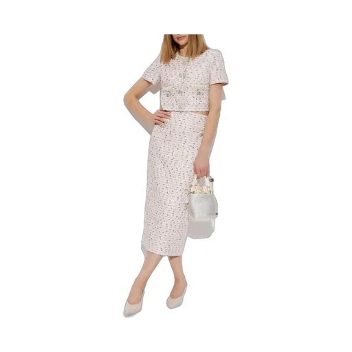 Self-Portrait Boucle Embellished Cropped Top