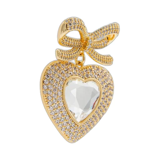Self-Portrait Bow Embellished Heart Earrings