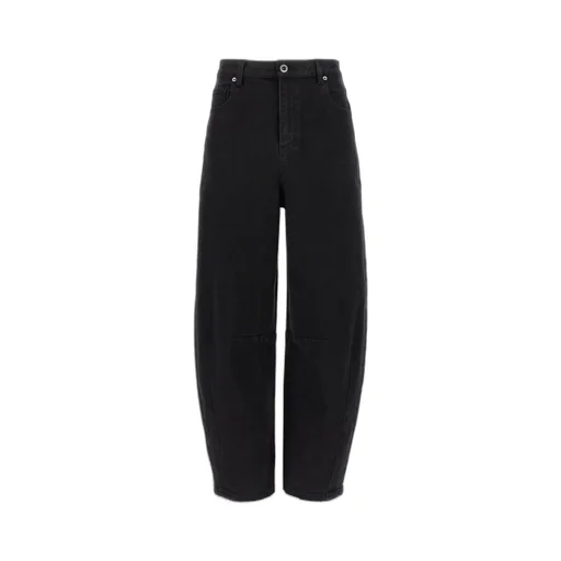 Self-Portrait Logo Patch Barrel-Leg Jeans