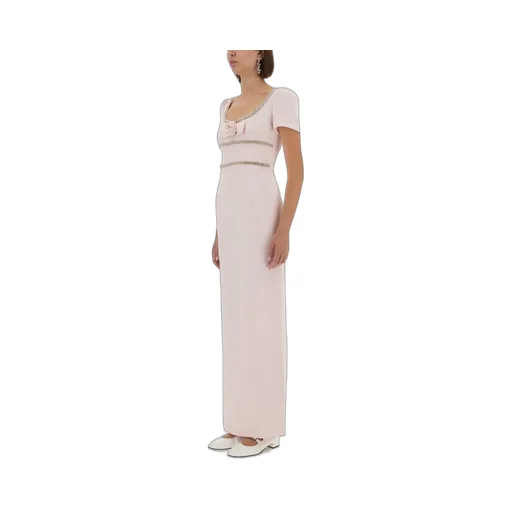 Self-Portrait Crepe Embellished Trim Maxi Dress