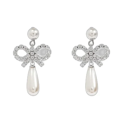 Self-Portrait Bow Droplet Earrings