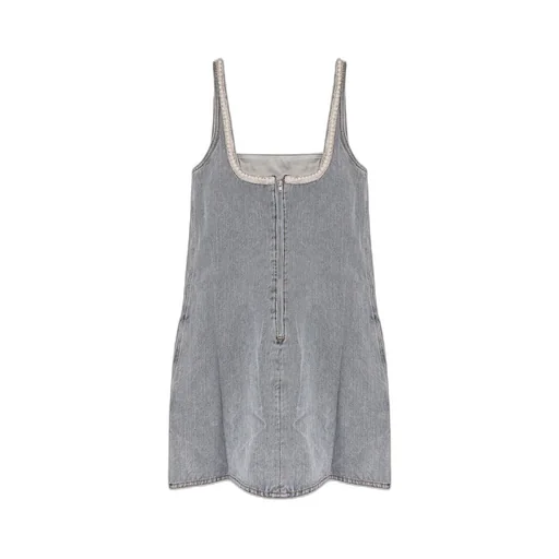 Self-Portrait Denim Bow Embellished Mini Dress