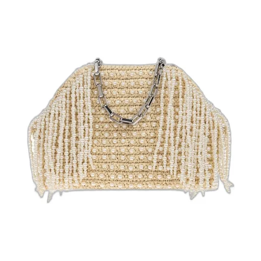 Self-Portrait Embellished Fringe Clutch Bag