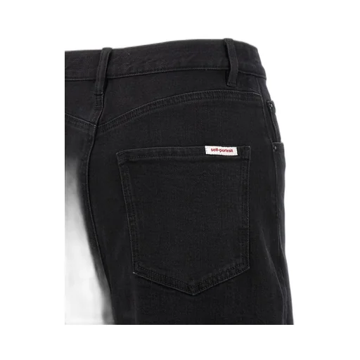 Self-Portrait Logo Patch Barrel-Leg Jeans